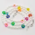 Chaine de lunettes perles fleur smiley tendance cordon de masque anti-perte elegant chic - Visage de Fleur