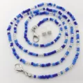 Catena per occhiali in perline blu, elegante laccetto per maschera con ganci in metallo. - Stile 9