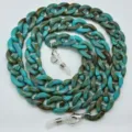 Catena occhiali acrilico turchese retro spessa catenina mascherina donna elegante. - Blu-Verde