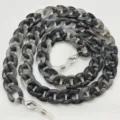 Cordino per occhiali in acrilico mascherina grigio marmorizzato retrò accessorio moda - Nero Crema