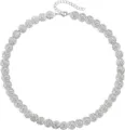 Collana girocollo con sfere di strass scintillanti color argento gioiello sportivo unisex - Bracciale / 18cm / Bianco