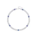Collana da baseball con sfera disco in strass, dettagli di gioielli sportivi in cristallo. - Bracciale / 18cm / bianco e blu