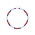 Collana con perle in strass colorati baseball, pendente sportivo rosso bianco blu per tifosi moda. - Bracciale / 18cm / Rosso bianco blu