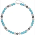 Collana con sfere disco in strass colorati, collana di perle di cristallo hip hop sportiva trendy - Bianco, blu chiaro, grigio