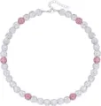 Meravigliosa collana da baseball con sfere in strass cristalli brillanti gioielli sportivi - Bianco Rosa