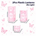 Three-piece set of pink plastic butterfly lanterns in multiple sizes - Pink Bow Lampshade (3pcs) / Large Medium Small Combination / Pink
