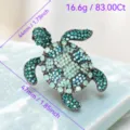 Spilla tartaruga in strass lega moda animale spilla accessorio abbigliamento cristallo blu. - Verde chiaro