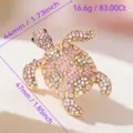 Squisita spilla a tartaruga in strass rosa e lega color oro per accessori di moda donna. - Rosa