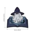 Halloween witch ghost magic book enamel pin metal badge cute spooky lapel accessory. - Wizard Ghost
