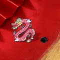 Broche esmaltada de dragón chino retro insignia del zodiaco para ropa y mochilas chic - Estilo Rosa (C11-1-105)