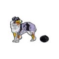 Γεωμετρική σμαλτωμένη καρφίτσα Australian Shepherd, κομψό μεταλλικό σήμα σκύλου. - Γεωμετρικός Αυστραλιανός Ποιμενικός (D11-1-191) / Πολύχρωμο