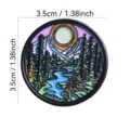 Round scenic enamel pin badge, metal landscape brooch for clothes and bags decoration. - Outdoor