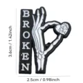Gothic skeleton hand enamel pin badge with broken heart design, stylish backpack clothing accessory. - Skeleton Hand Broken Heart BROKEN (D18-6-902)