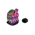 Enamel pin featuring a cracking egg, pink fist, and 'I'm coming out' text. Metal badge accessory. - Easter I'M COMING OUT (Egg)