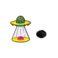 Cute UFO alien enamel pin alloy brooch backpack badge cute accessory for clothing and bags. - Easter UFO Fetching Egg