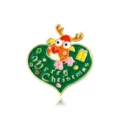 Weihnacht Herz Rentier Brosche Emaillierte Metall Anstecknadel Feiertag Geschenk Accessoire - Herz Geweih Merry Christmas (A16-4-599)