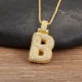 18K gold plated letter B pendant necklace sparkling cubic zirconia hip hop fashion jewelry item - Letter B