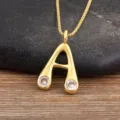 Gold Plated Letter A Pendant Necklace Variant with Sparkling Zirconia Stones for Women - Letter A