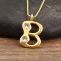 Gold plated letter B pendant necklace with sparkling cubic zirconia for daily fashion wear. - Letter B
