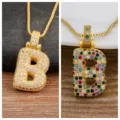 Gold color letter B pendant necklace with sparkling cubic zirconia stones for women elegant jewelry - Gold / Letter B