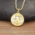 Gold Plated Zircon Girl White Shell Pendant Necklace Cute Jewelry For Kids Women Gift - 1 Girl