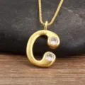 Gold Plated Letter C Pendant Necklace with Sparkling Cubic Zirconia Fashion Jewelry for Women - Letter C