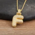 Collier pendentif lettre F en relief plaqué or, bijoux élégants en zircone cubique pour femmes. - Lettre F