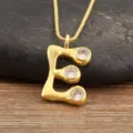 18K Gold Plated Letter E Pendant Necklace Sparkling Zircon Simple Fashion Jewelry for Women - Letter E
