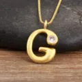 Gold Plated Letter G Pendant Necklace with Sparkling Zirconia Minimalist Fashion Jewelry - Letter G