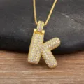 Collier avec pendentif lettre K plaqué or et zirconiums scintillants style élégant - Lettre K