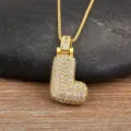 Collier avec pendentif lettre l plaqué or 18k et zircons cubiques brillants style hip hop - Lettre L