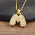 Collier Pendentif Lettre M Plaque Or 18K Style Hip Hop Zircon Brillant Bijou Initial Pour Femme - Lettre M