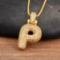 Pendentif Lettre P Zircone Plaqué Or Collier Mode Élégant Bijoux Hip Hop pour Femmes - Lettre P