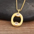 Elegant 18k gold plated minimalist pendant necklace with sparkling cubic zirconia stones. - Letter O