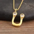 Gold-plated 18k minimalist zircon letter u pendant necklace for women daily fashion jewelry - Letter U