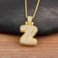 Collier pendentif lettre Z plaqué or 18K cuivre zircon scintillant micro-serti bijoux mode. - Lettre Z