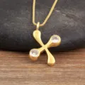 Gold-plated zircon cross pendant necklace, elegant European and American fashion jewelry. - Letter X