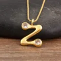 Gold plated letter Z initial pendant necklace with sparkling cubic zirconia fashion jewelry. - Letter Z
