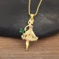 Gold Plated Ballerina Girl Pendant Necklace with Sparkling Zirconia Stones Variant - Ballerina Girl (N1447) / Gold