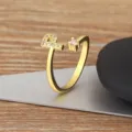 Gold plated initial letter open ring with micro set cubic zirconia for women fashion jewelry - Letter P