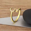 Gold plated open adjustable ring with micro-inlaid cubic zirconia for women fashion jewelry - Letter C