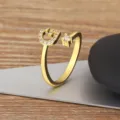 Gold plated adjustable initial letter ring with cubic zirconia for women fashion jewelry - Letter G