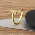 Gold plated minimalist letter zircon open ring variant, elegant finger jewelry for daily wear. - Letter J