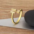 18K gold plated copper micro-paved cubic zirconia letter N open ring minimalist fashion jewelry variant - Letter N