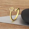 Gold plated minimalist open letter zircon ring for women fashion daily wear jewelry accessories - Letter O