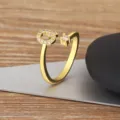 Gold Plated Micro-Pave Zircon Letter Q Open Ring Minimalist Style Fashion Jewelry Variant - Letter Q