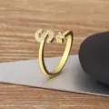 18K Gold Plated Zircon Letter S Open Ring Minimalist Adjustable Finger Jewelry Ring - S