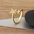 18k gold plated micro-paved cubic zirconia cross letter open ring minimalist fashion jewelry - Letter X