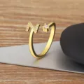 Gold-plated copper letter N open ring featuring sparkling micro-pave cubic zirconia stones. - Letter Z