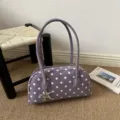 Purple polka dot shoulder bag with dual straps and star charm for stylish women daily commute. - With Pendant / Purple